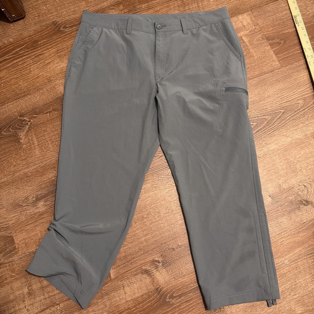 Eddie Bauer Guide Pro Capri Pants Womens 14 Gray Stretch Hiking Outdoor Cargo